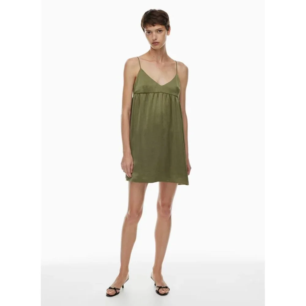 Wilfred x Aritzia Sz. M Bosana Green Lover Satin Babydoll Mini Dress